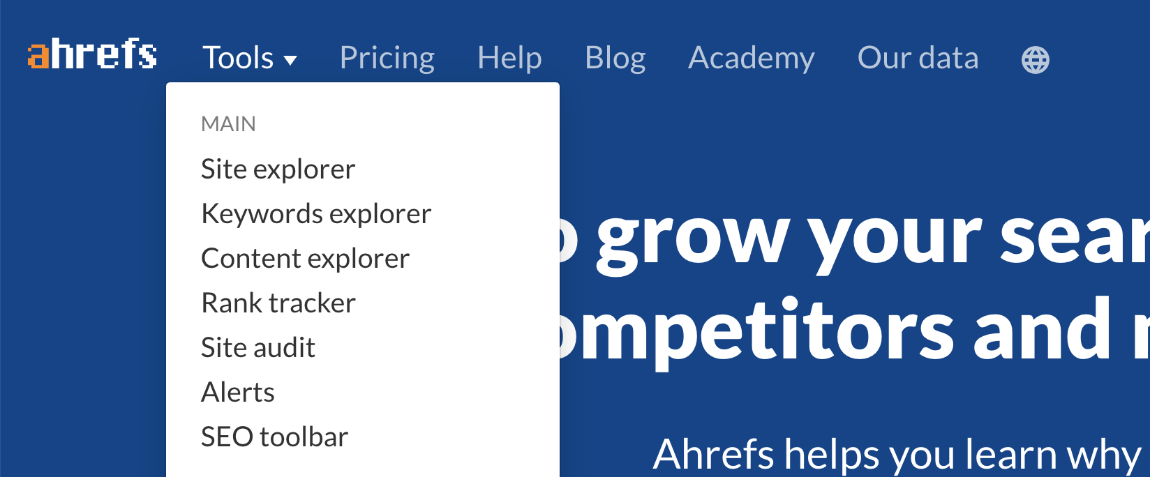 Ahrefs organizes their feedback boards by product